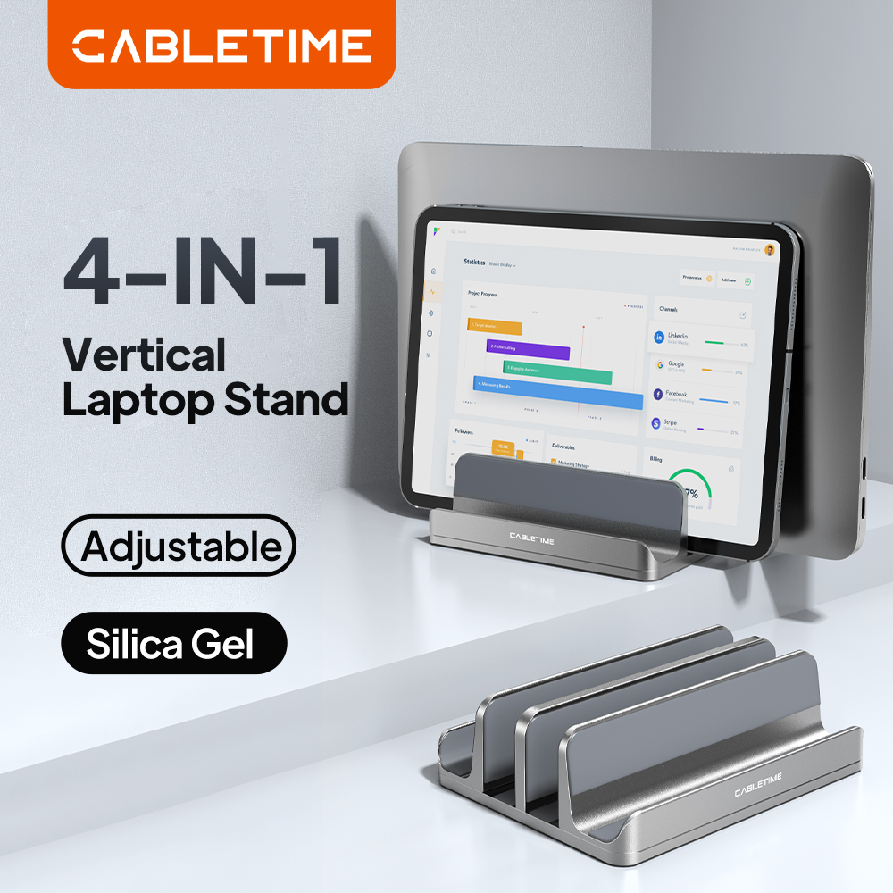 Laptop Accessories Dell - CABLETIME Stand Laptop Vertikal Aluminium untuk