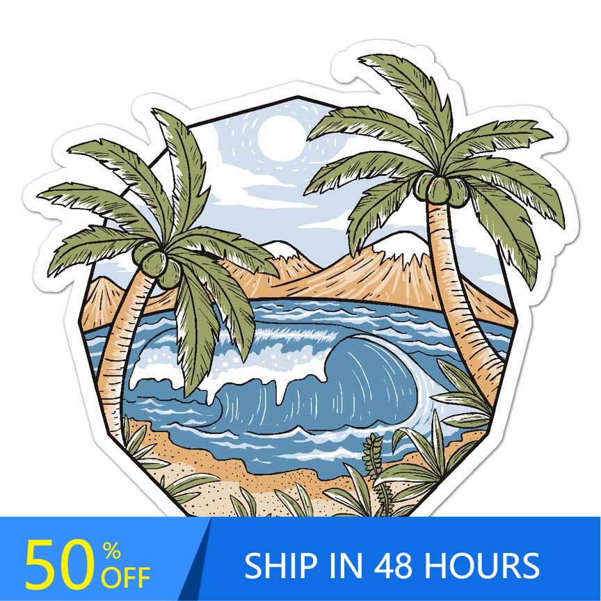 Laptop Unique Accessories - Palm Trees Beach Surf, Aksesori Stiker
