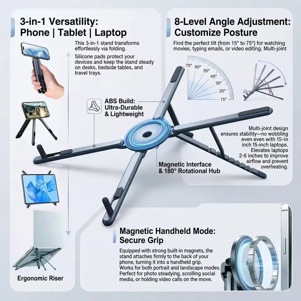 Penyangga Ponsel Magnetik Port - Laptop Ergonomic Accessories ulasan dan harga